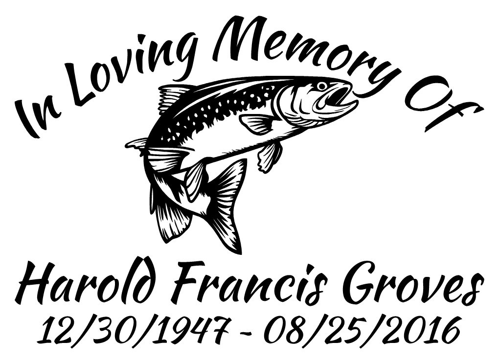 In Loving Memory – Fisherman Trout Sticker Decal Fishing Memorial Personalized
