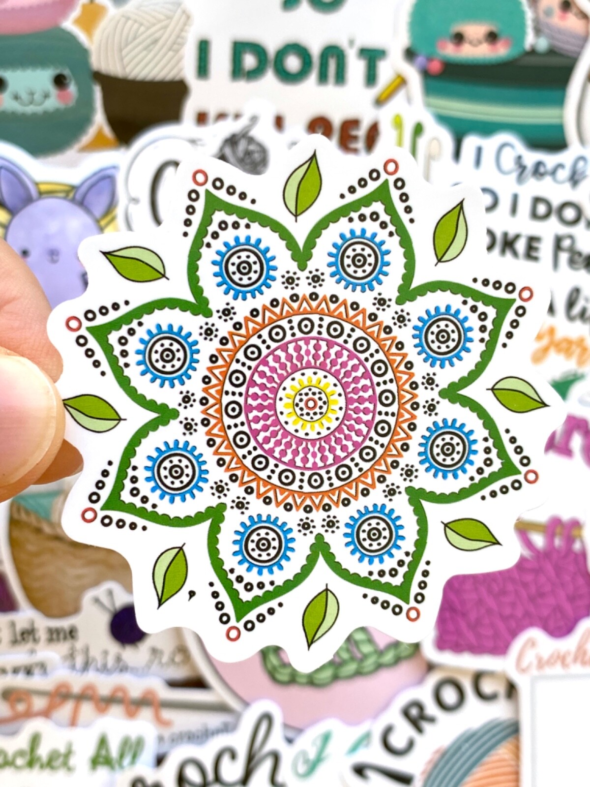 5-100 pcs Crochet Knitting Stickers, Aesthetic Stitch Pattern Car Laptop Decals