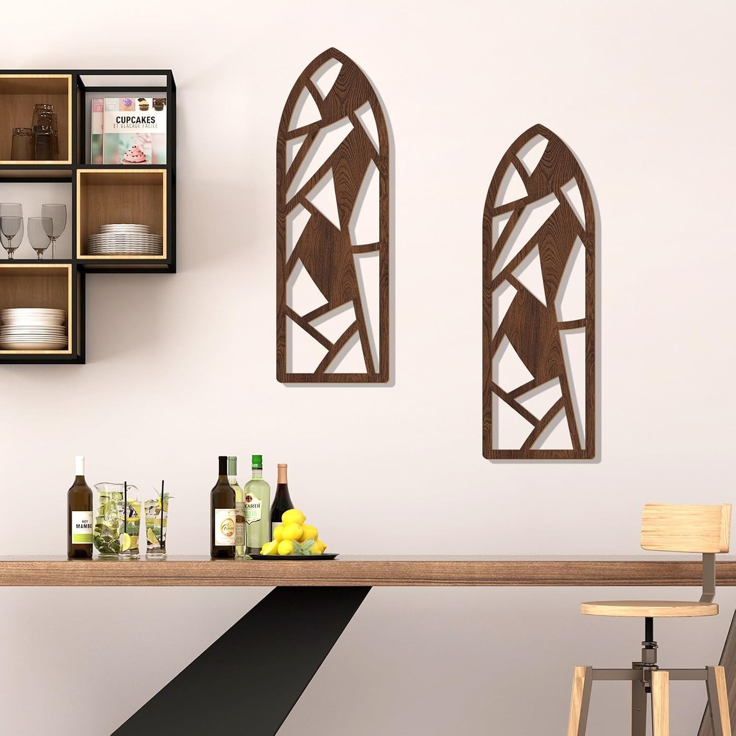 Chic 2-Piece Geometric Wall Decor Set – Modern Wooden Art for Living Spaces