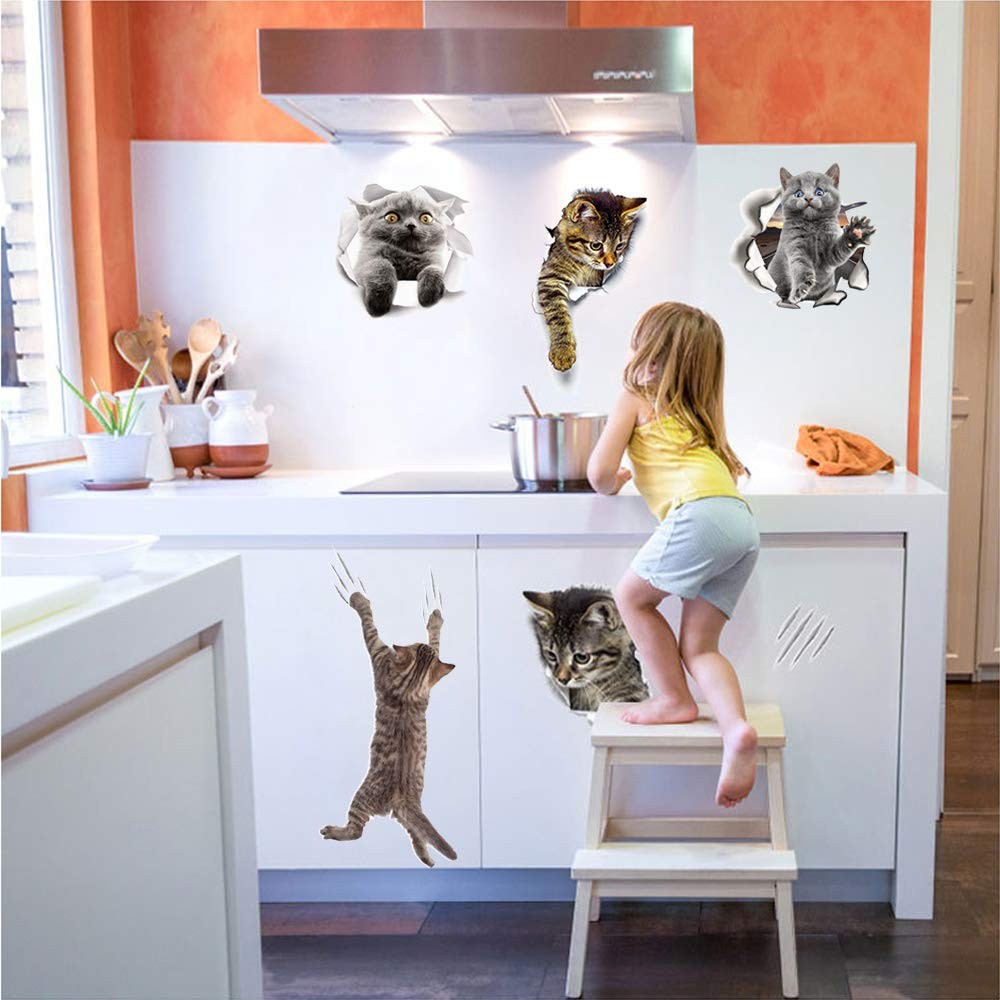 12 Pack 3D Cat Wall Stickers Peel and Stick Wall Decals for Nursery Room Toilet