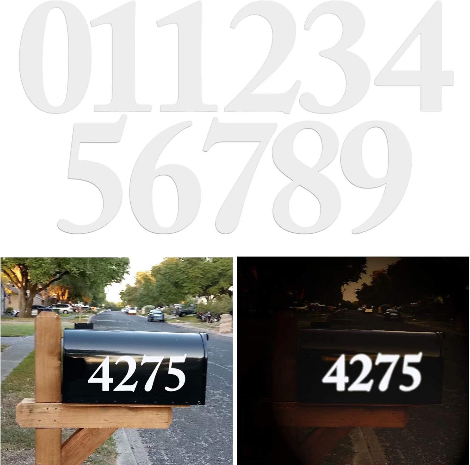 3 Size Reflective Mailbox Numbers Sticker 0-9 Self Adhesive Vinyl Waterproof USA