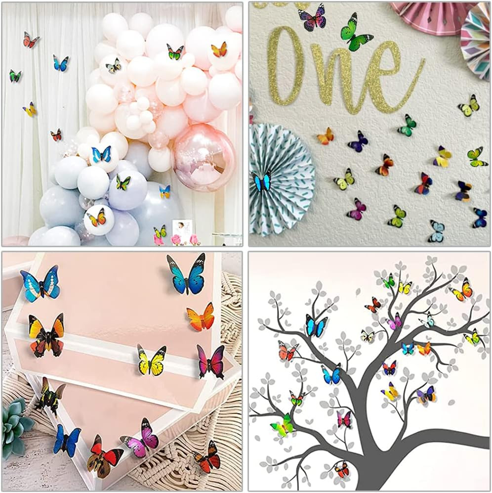 80 PCS Butterfly Wall Stickers Waterproof Removable Reusable Home Bedroom Decor