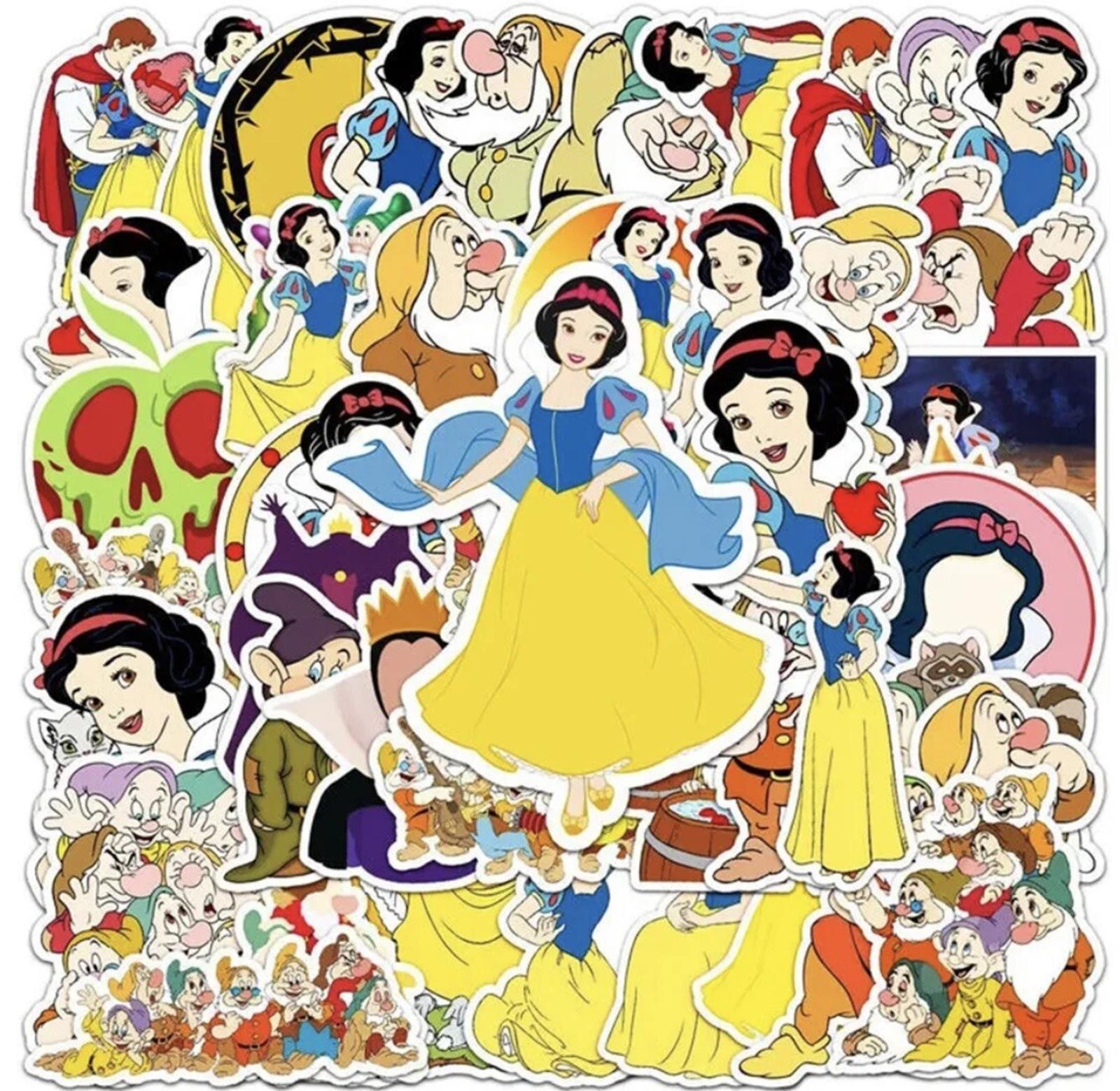 Stickers Snow White Princess 50 Pcs Dwarfs Dopey Grumpy Happy US SELLER