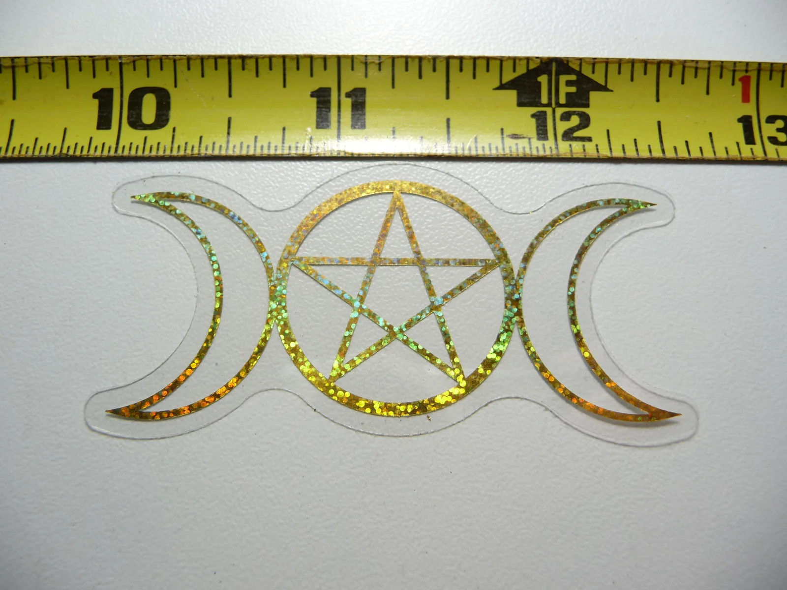 HOLOGRAPHIC PENTAGRAM MOON PHASES SMALL STICKER DECAL REFLECTIVE SHINY BEAUTIFUL