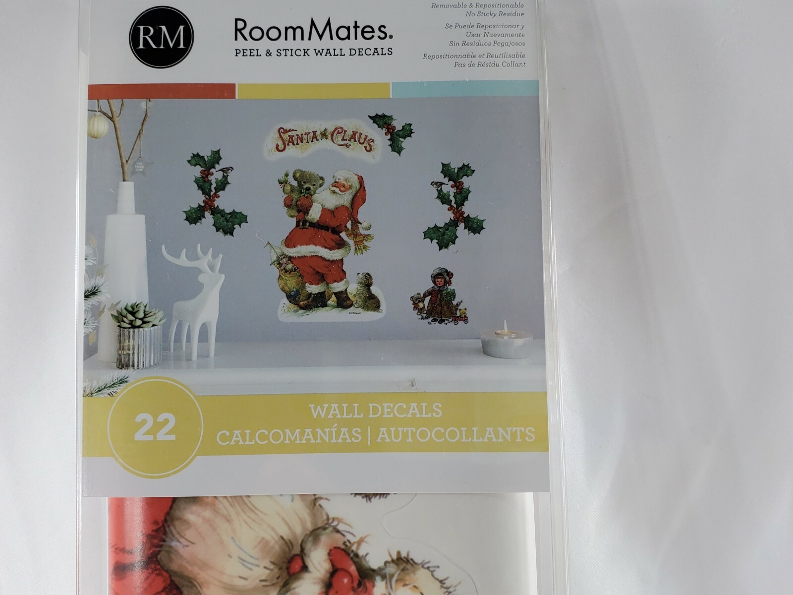 22 Pcs Santa Peel & Stick Wall Decals Set Peel and Stick Christmas Decorations