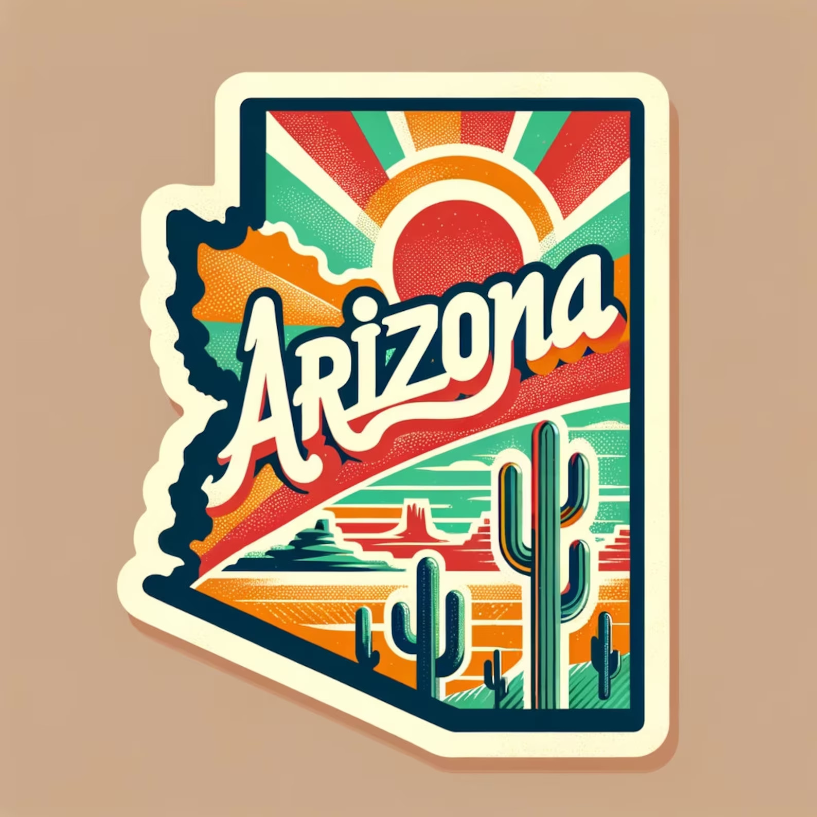 4" Arizona State Sticker | Arizona Decal | Retro Sticker | Us States Decal |
