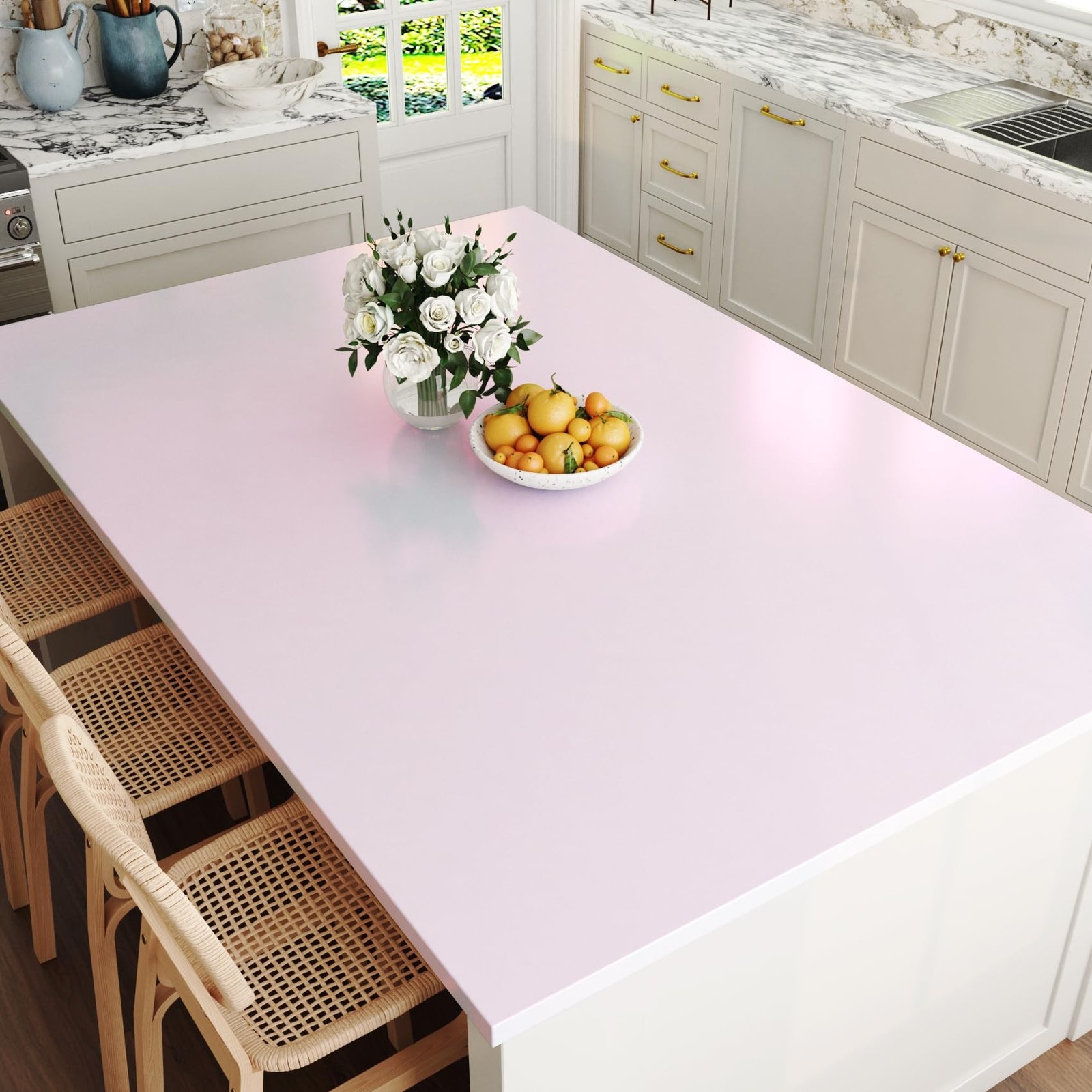 FunStick Satin Light Pink Wallpaper Peel and Stick Thick Pink Contact Paper f…