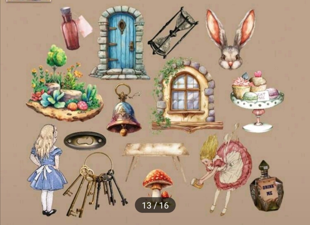20 PCS Alice In Wonderland (Unofficial) PET Stickers BRAND NEW