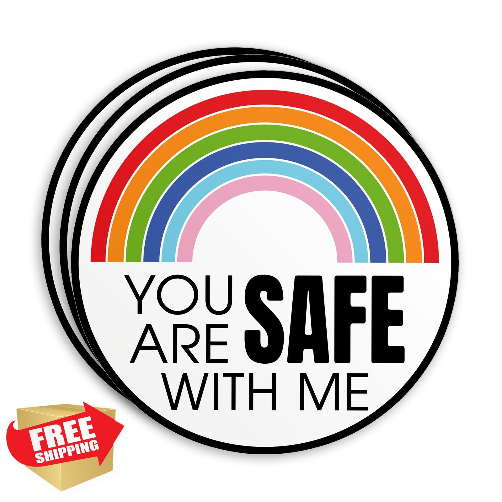 Generic 2 inch vinyl sticker, safe with me pride decal