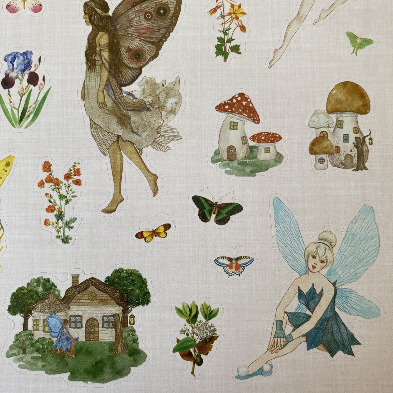 Multicultural Adult Fairies House Flowers Butterflies Stickers Mushrooms New Fun