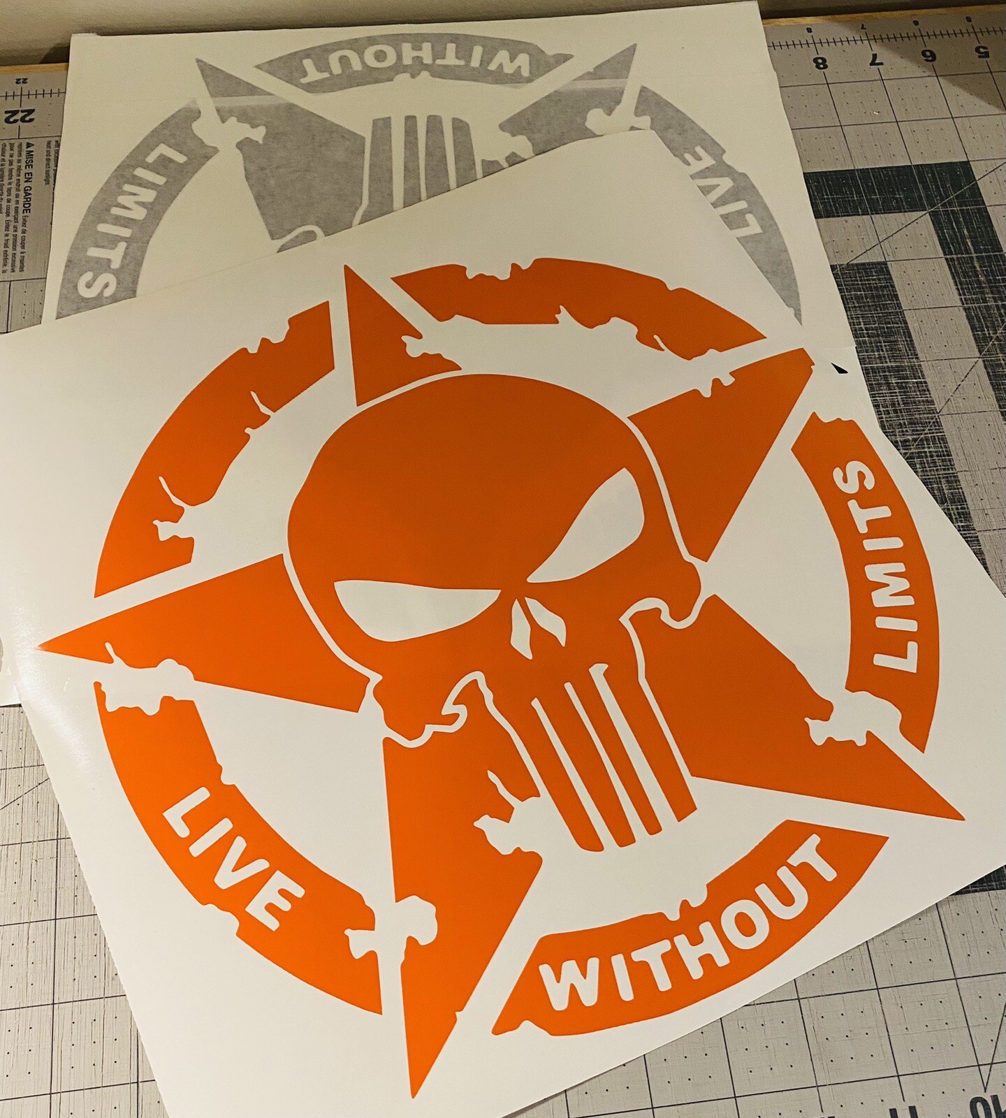 Vinyl Decal – Live Without Limits, Punisher Skull, Army Star, Various Colors