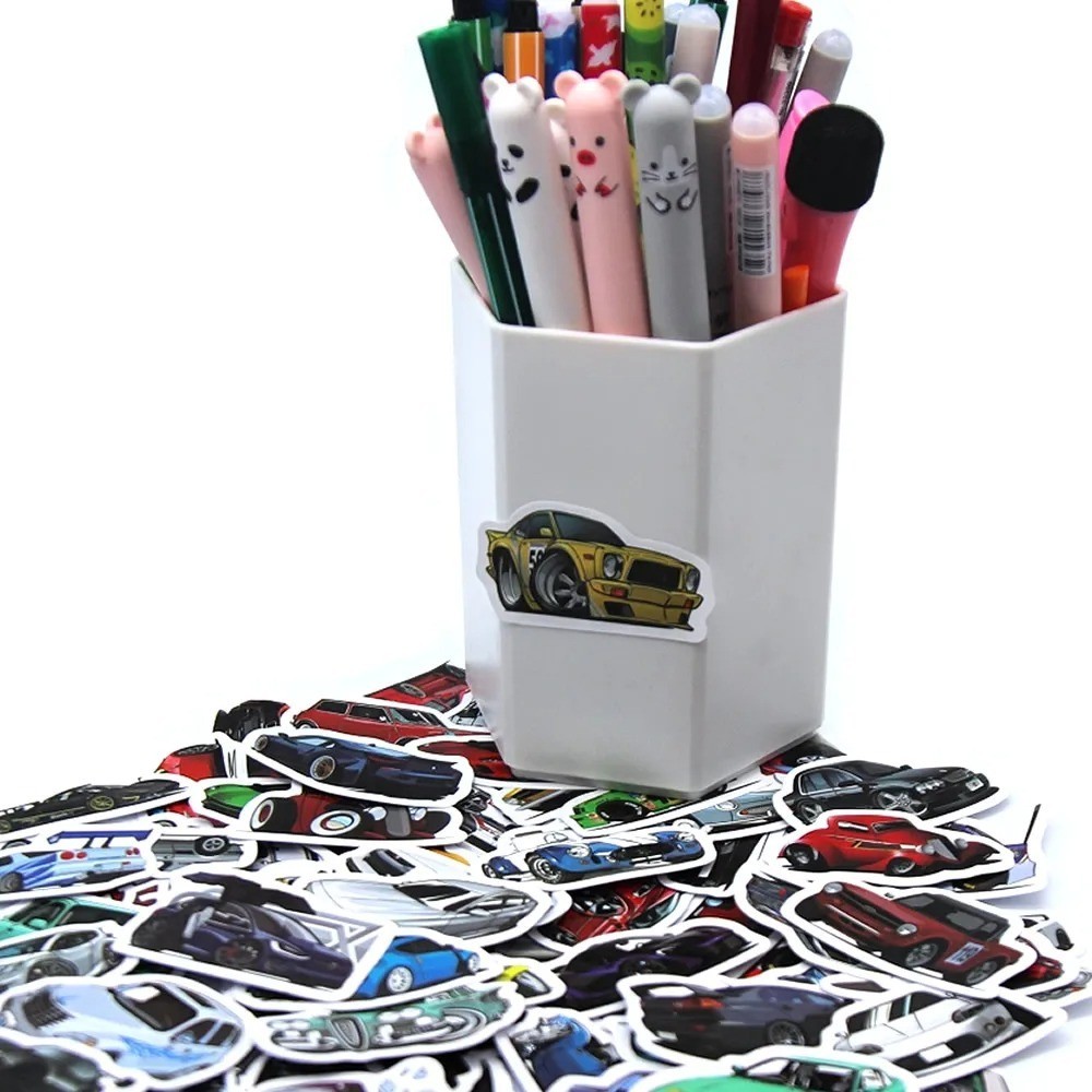 100pcs Retrofit Racing Car Stickers Decals For Guitar Phone Bicycle Laptops Book