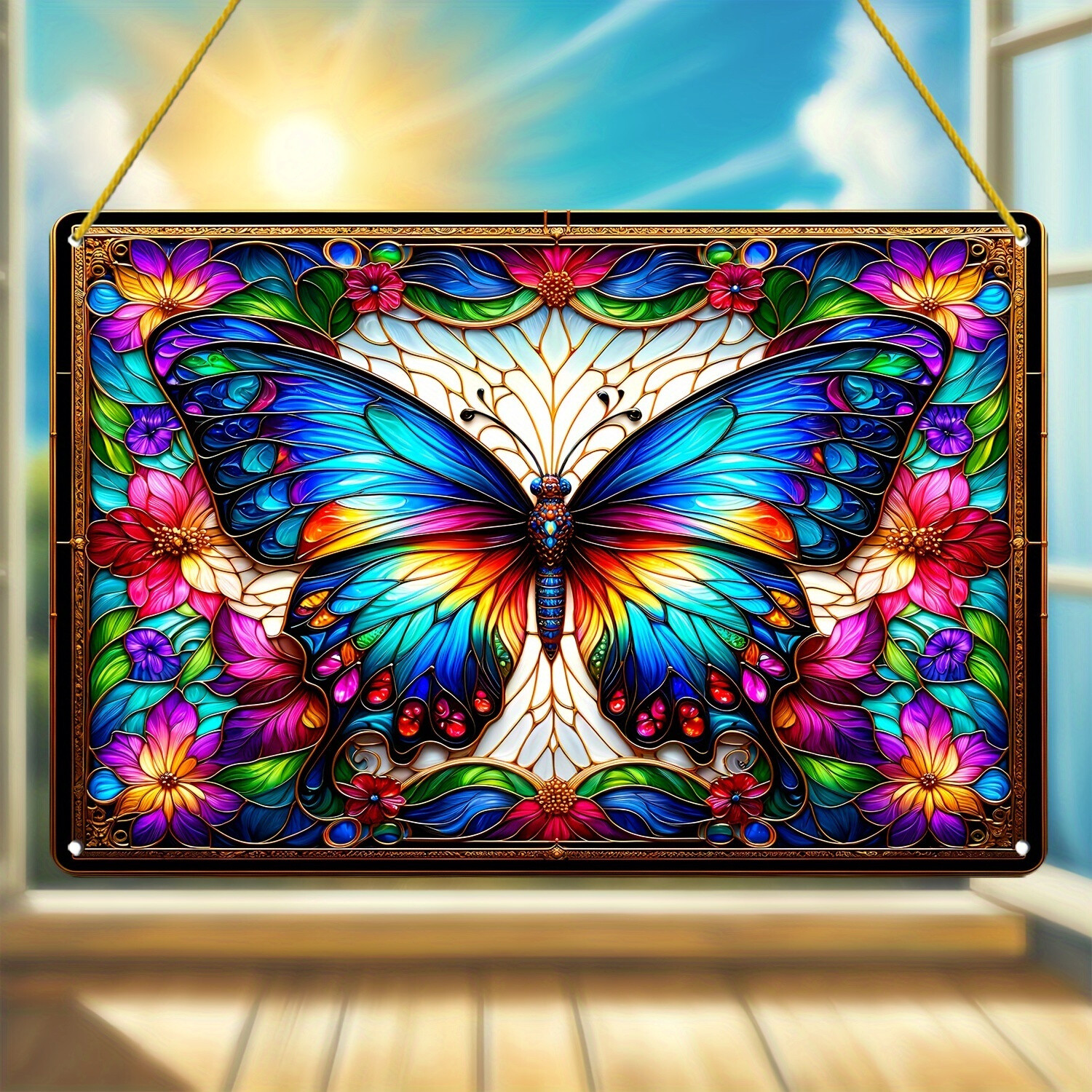 Butterfly Element Rectangular Acrylic Hanging Decoration for Wall Windows