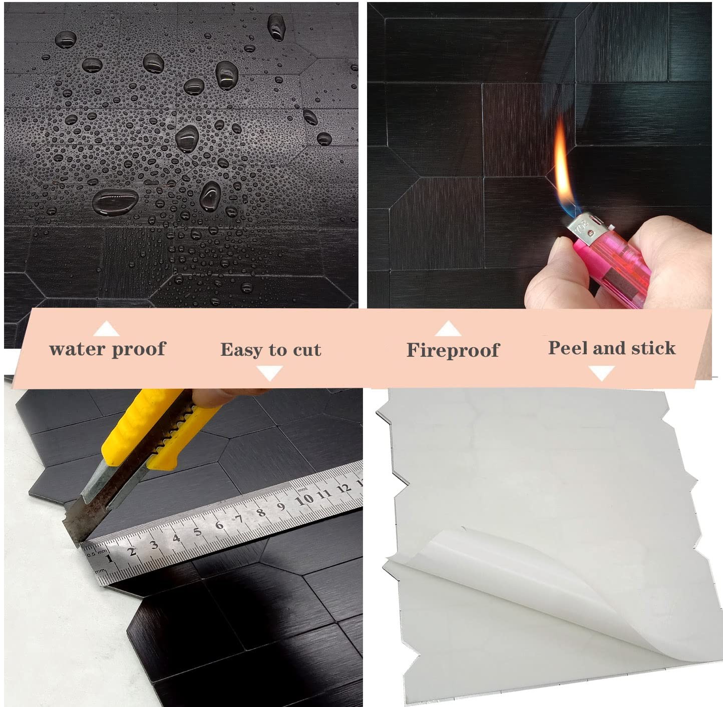 7-Sheet Peel and Stick Metal Backsplash Tiles, Self Adhesive Multiple-Shapes …