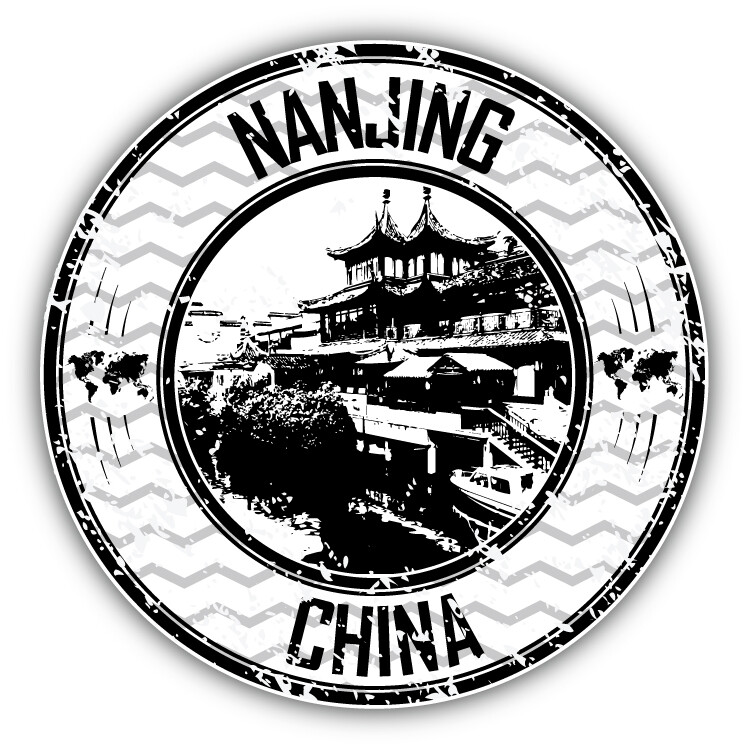 Nanjing China Grunge Rubber Stamp Travel Car Bumper Sticker Decal