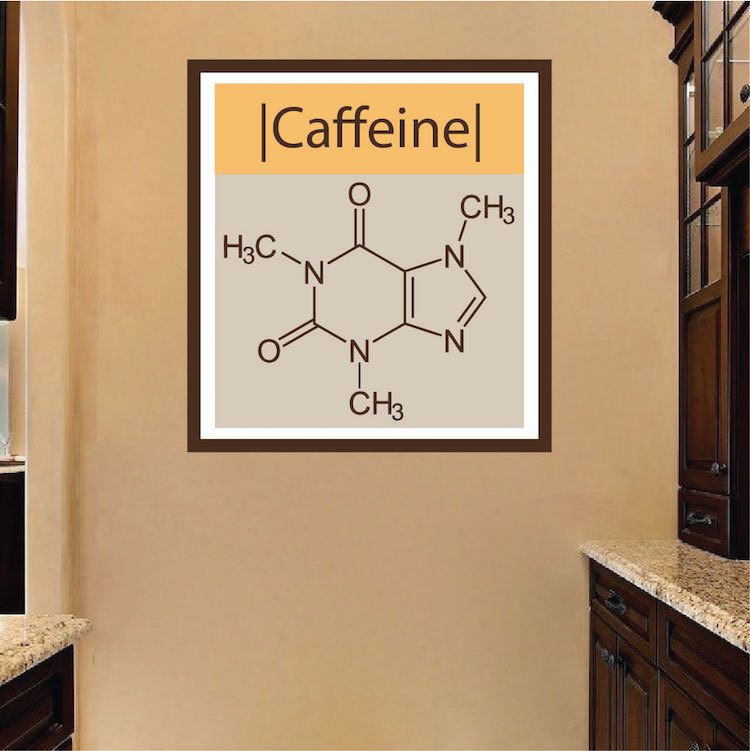 Caffeine Molecule Wall Mural Decal Vinyl Coffee Shop Art Science Wallpaper, c82