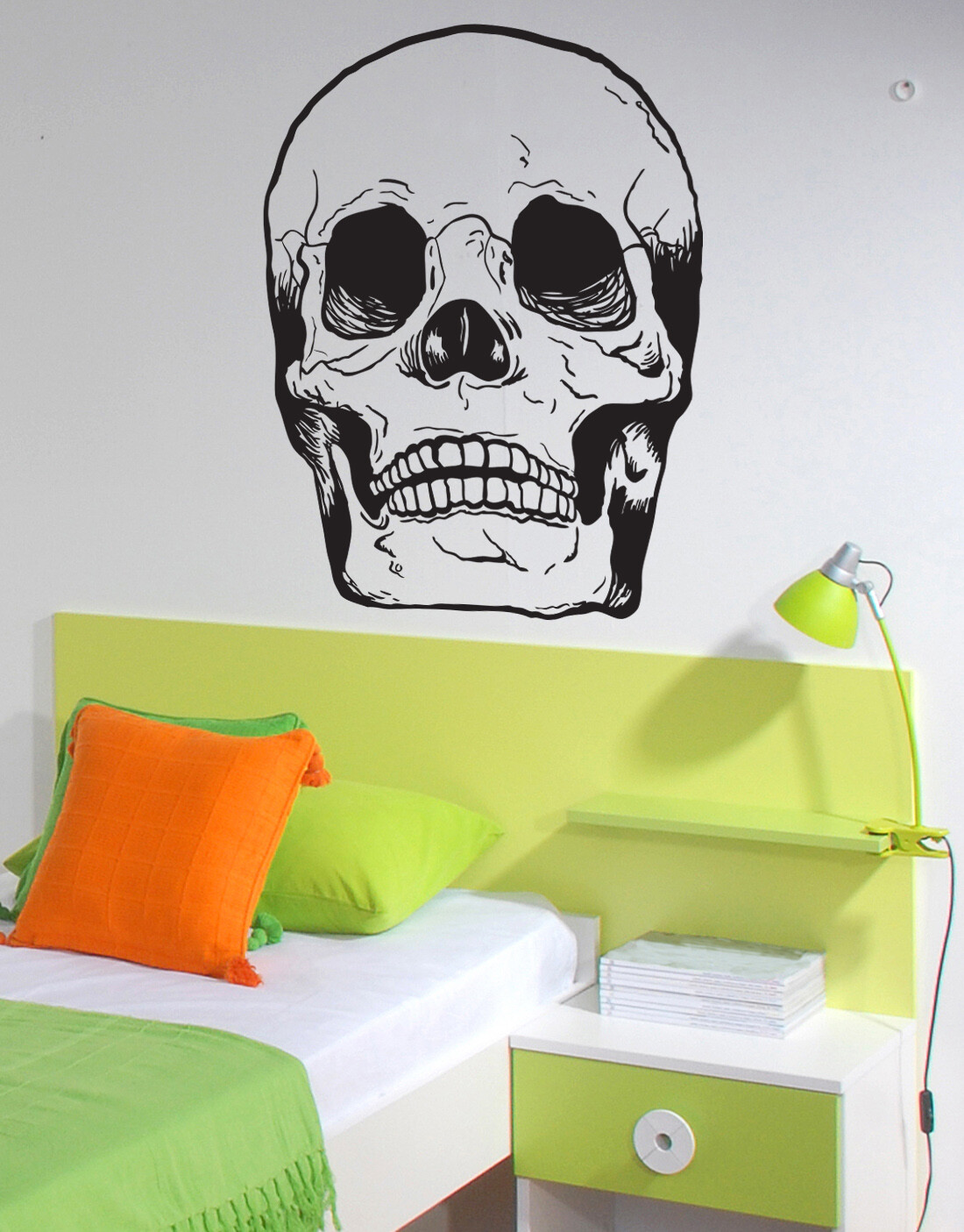 Stickerbrand Wall Decal Big Skeleton Skull Head Bones #127