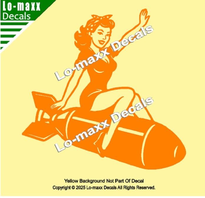 WW II Hot Sexy Girl Bomb Nose Art Decal Die Cut Vinyl Sticker Multi Size/Color