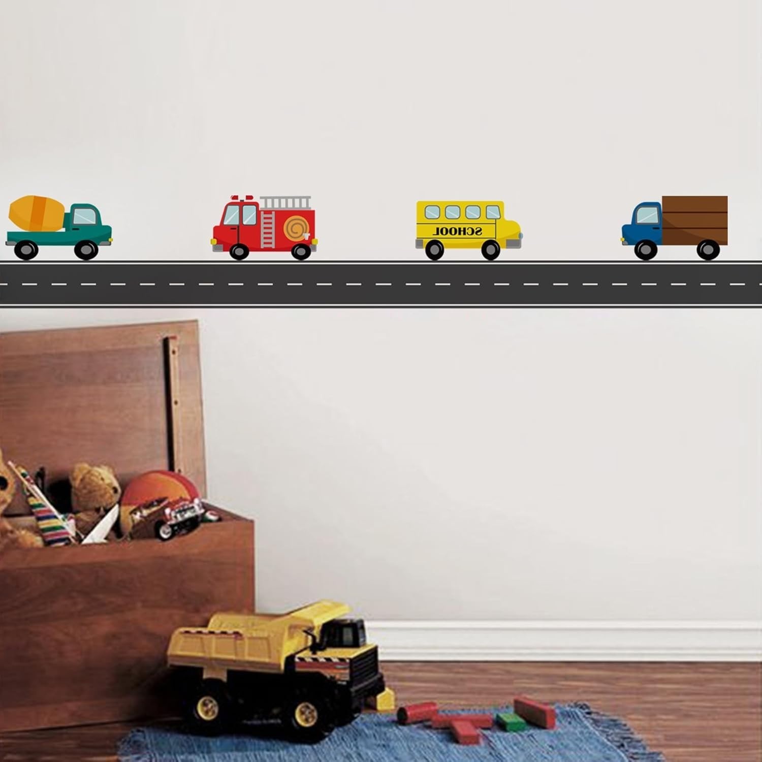 Kids Room 140 Inch Road Wall Decals – Easy to Apply and Removable Vinyl Stickers