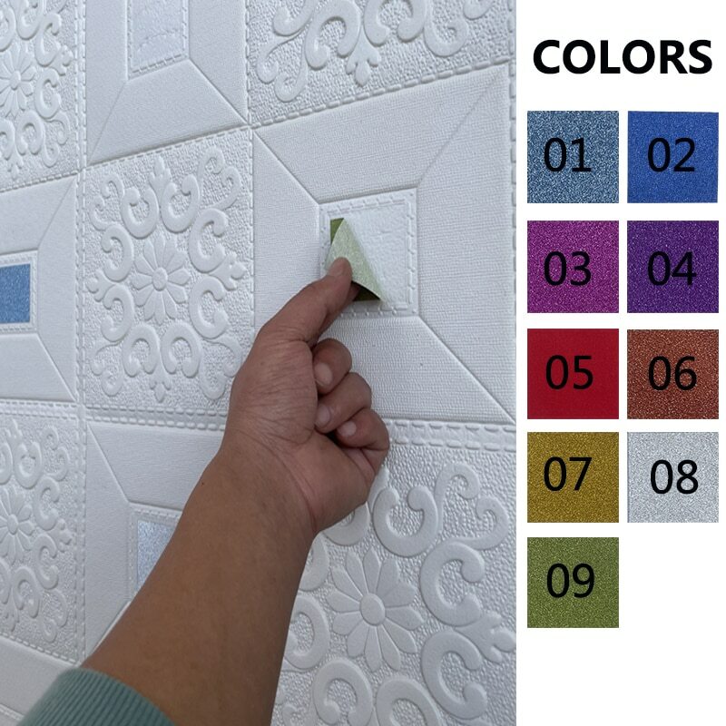DIY Foam Wallpaper Embossed Wall Sticker Panels Self-adhesive Ceiling Home Decor