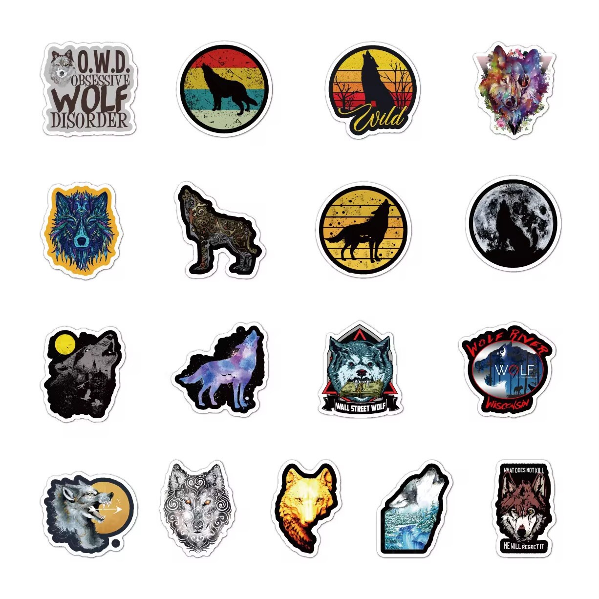 20 Random Cartoon Wolf Stickers Wild Animal Decals Hydro Yeti Car Free Shipping!