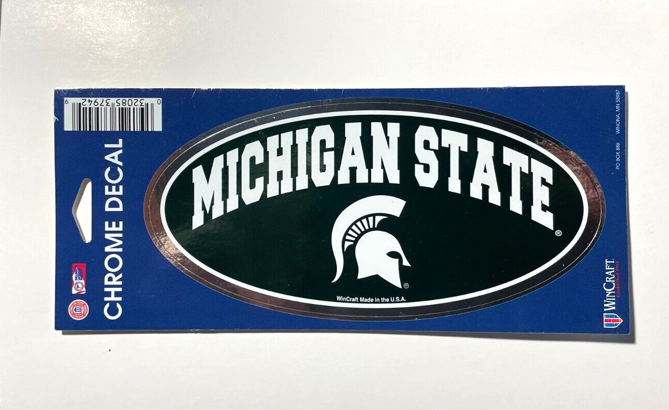 NCAA Michigan State University MSU Spartans 3" x 7" Chrome Vinyl Decal
