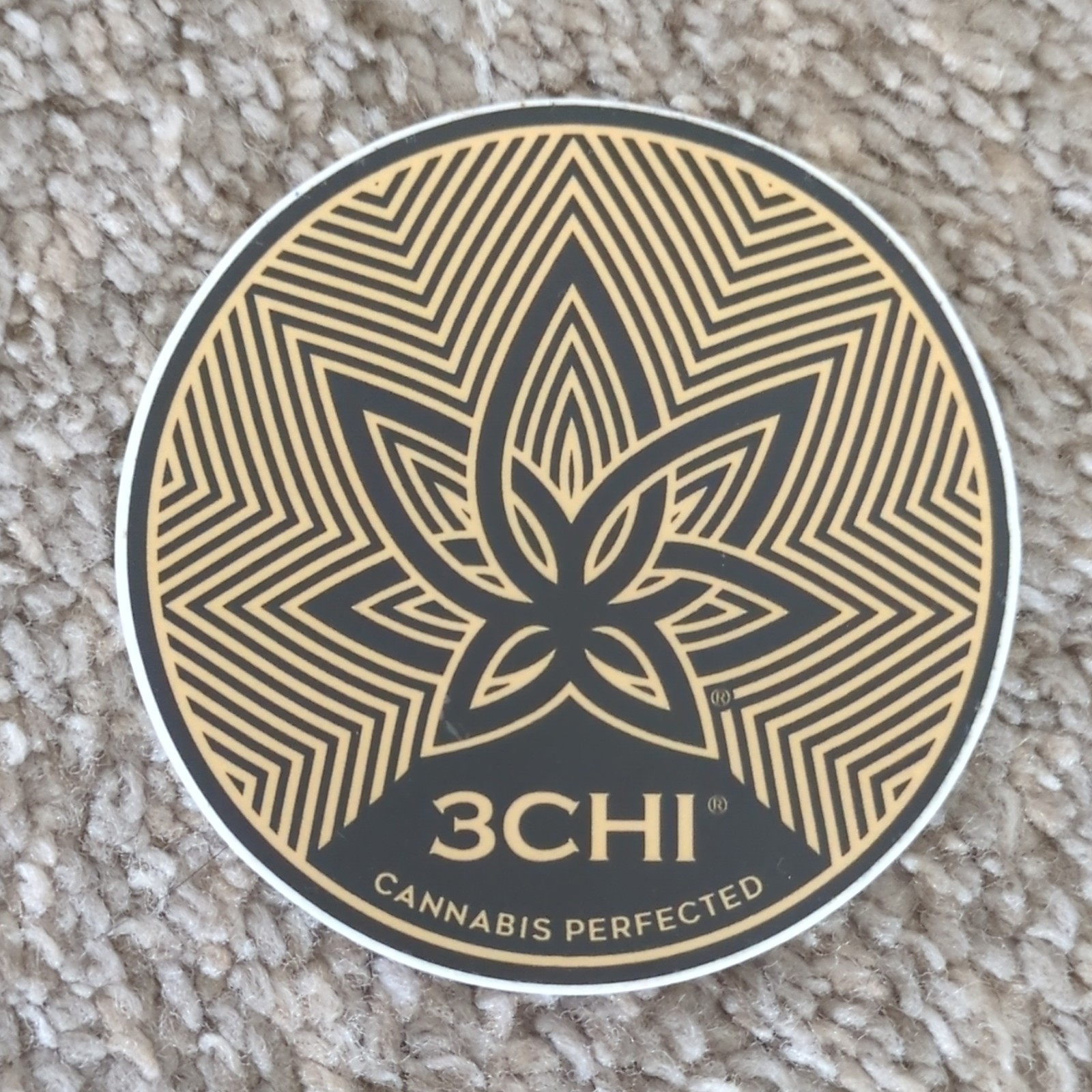 3CHI Cannabis Theme Round Stickers Lot for Adults – Black Gold White