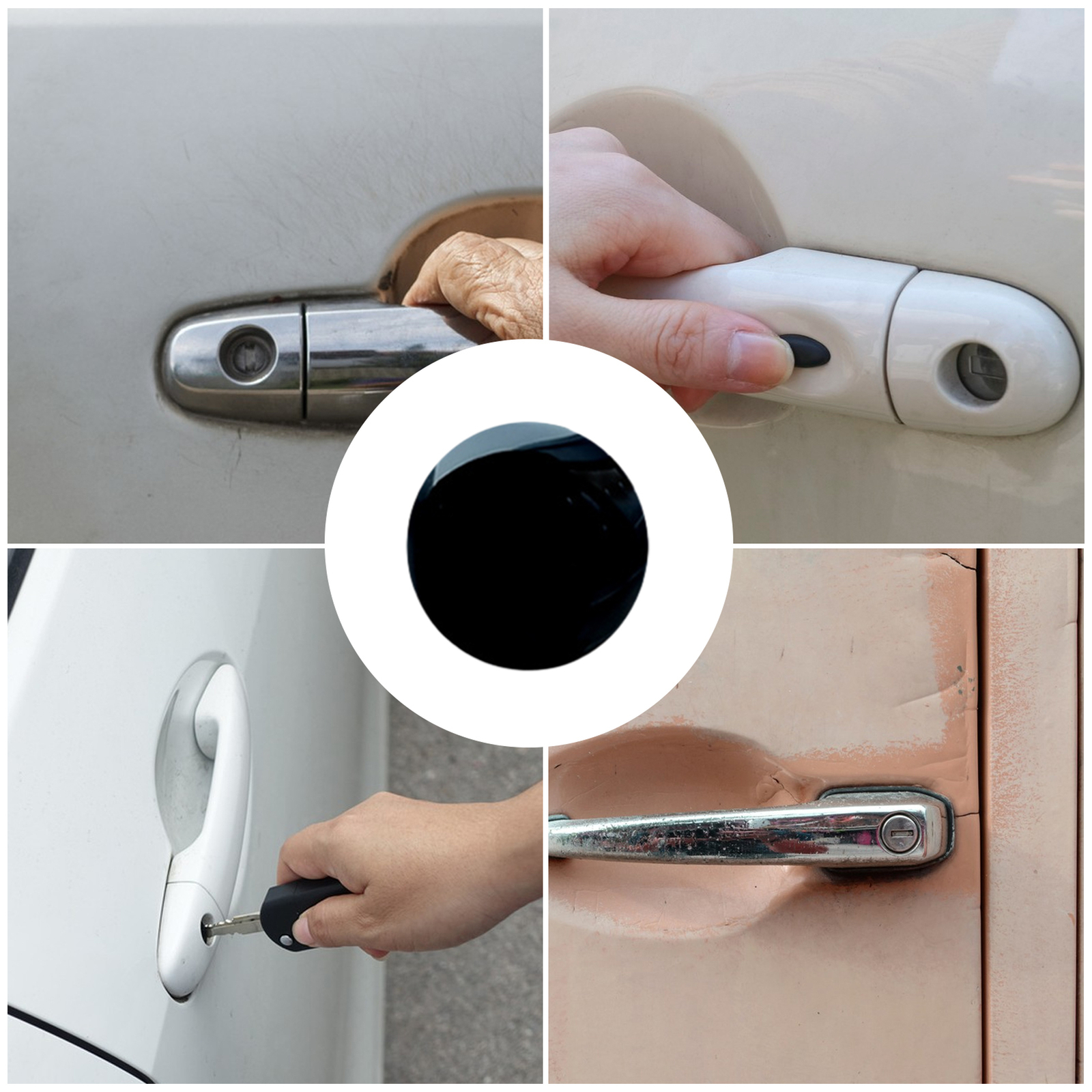 Car Door Lock Stickers 4pcs Portable Carbon Fiber Stickers for Car Key Hole