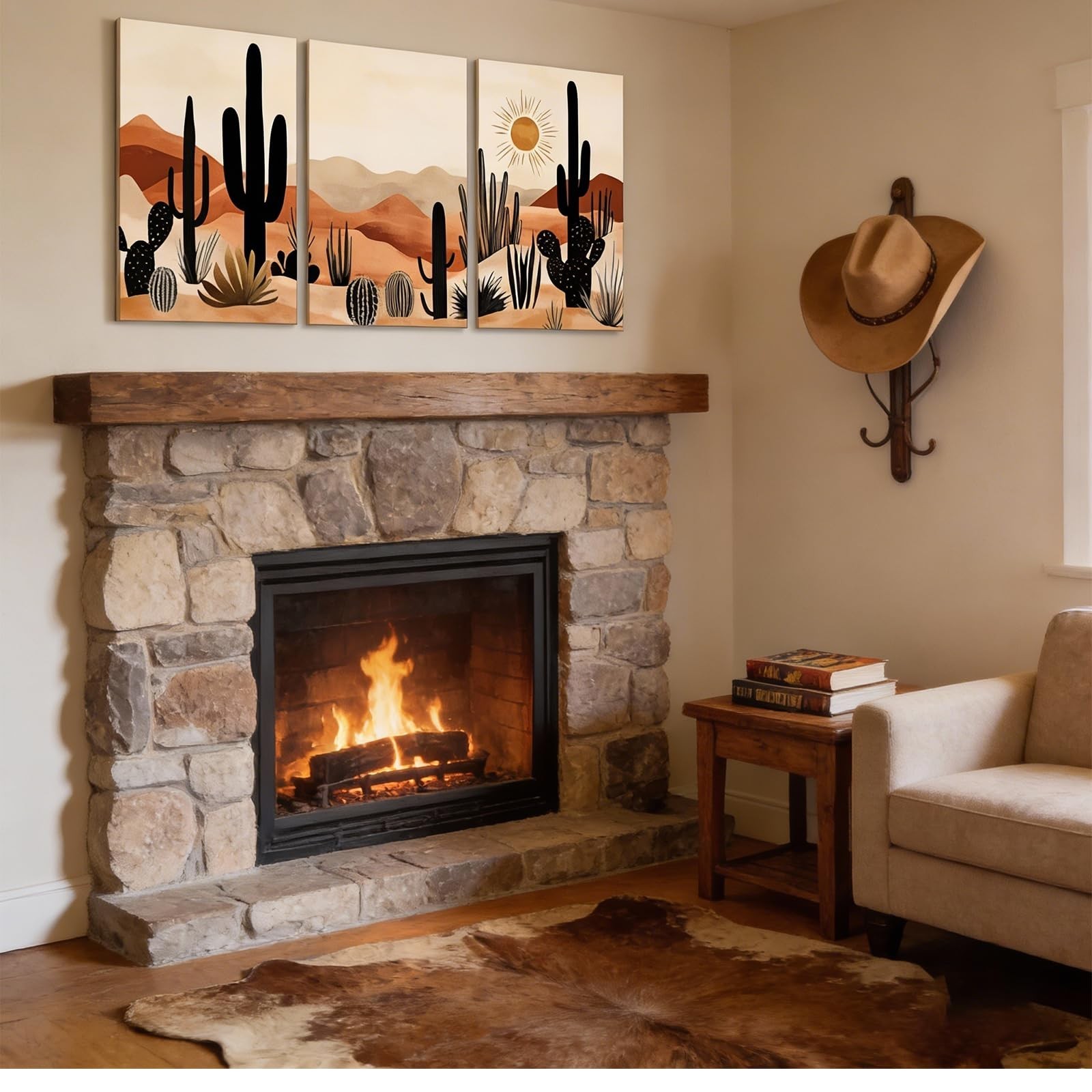 BWCWVGBN Cactus Canvas Wall Art Set of 3 Desert Plants Posters Wall Decor Mid…