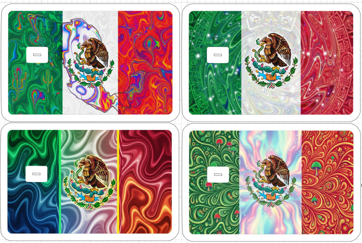 Psychedelic Mexican Flag ATM Debit Credit Sticker Skin Mexico Latino 420 Party