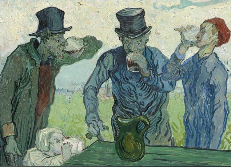 Vincent van Gogh "The Drinkers" 3.5 x 2.5 in. Metal w/ full back magnet