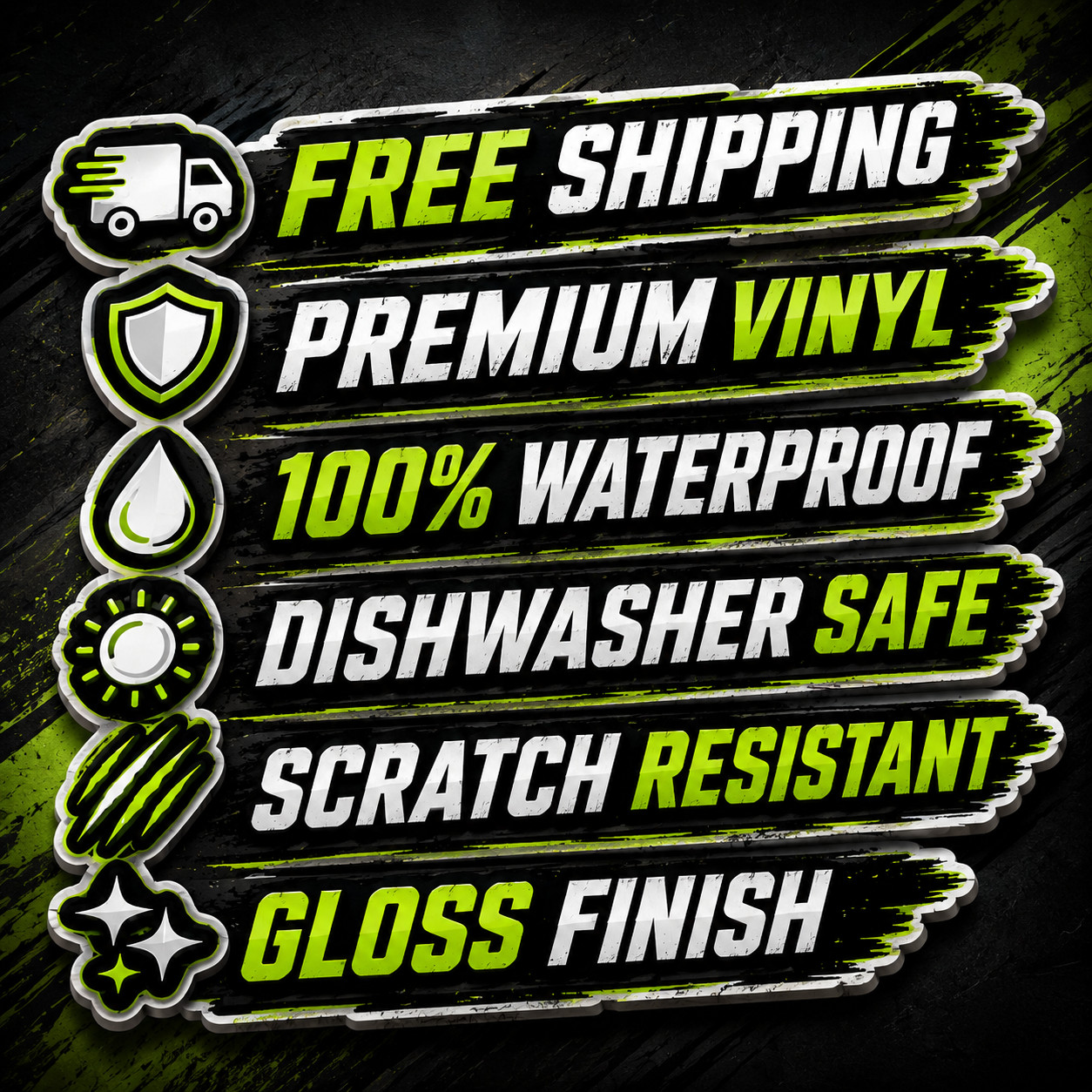 Custom Logo Vinyl Stickers Die Cut Full Color Waterproof Gloss Decals