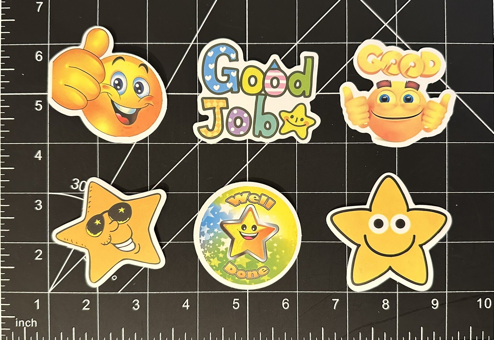 “Good Job!” 6 Sticker Decals (Well Done; Encouragement; Reward; Stars; Emoji)