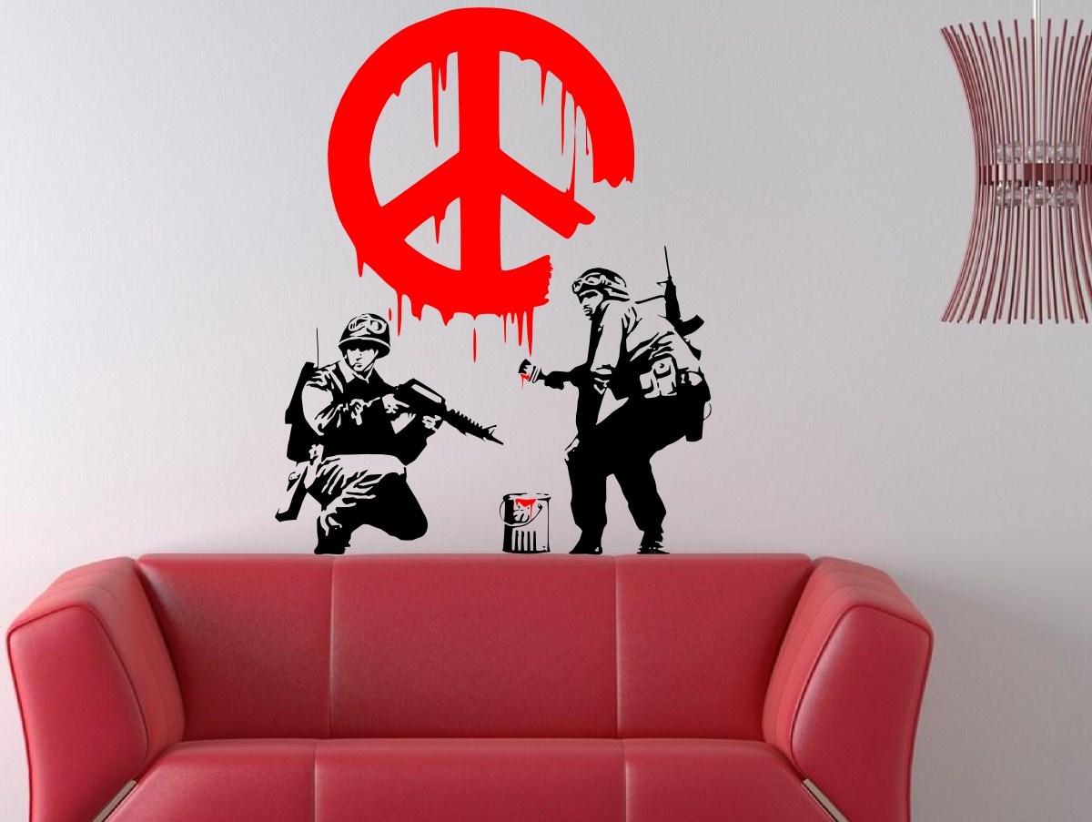 Banksy Graffiti 'CND Peace Sign Soldiers' Art Wal Stickers Decal. 40cm x 50cm UK
