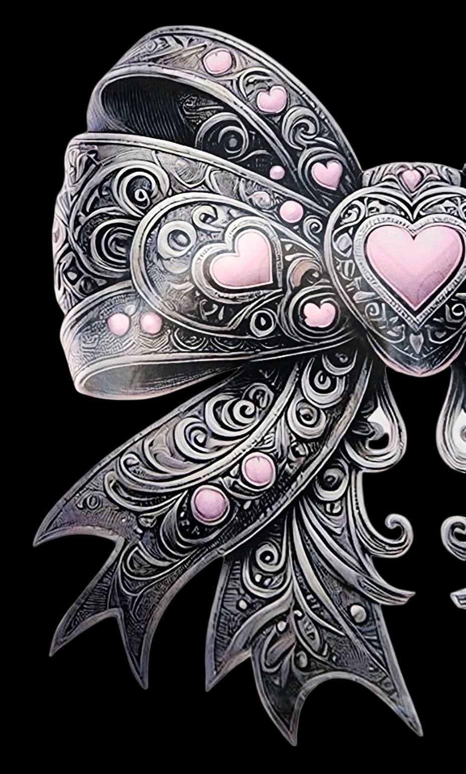Black & Pink Goth Bow Waterproof Car Decal Wall Poster Vinyl Sticker Horror Cute