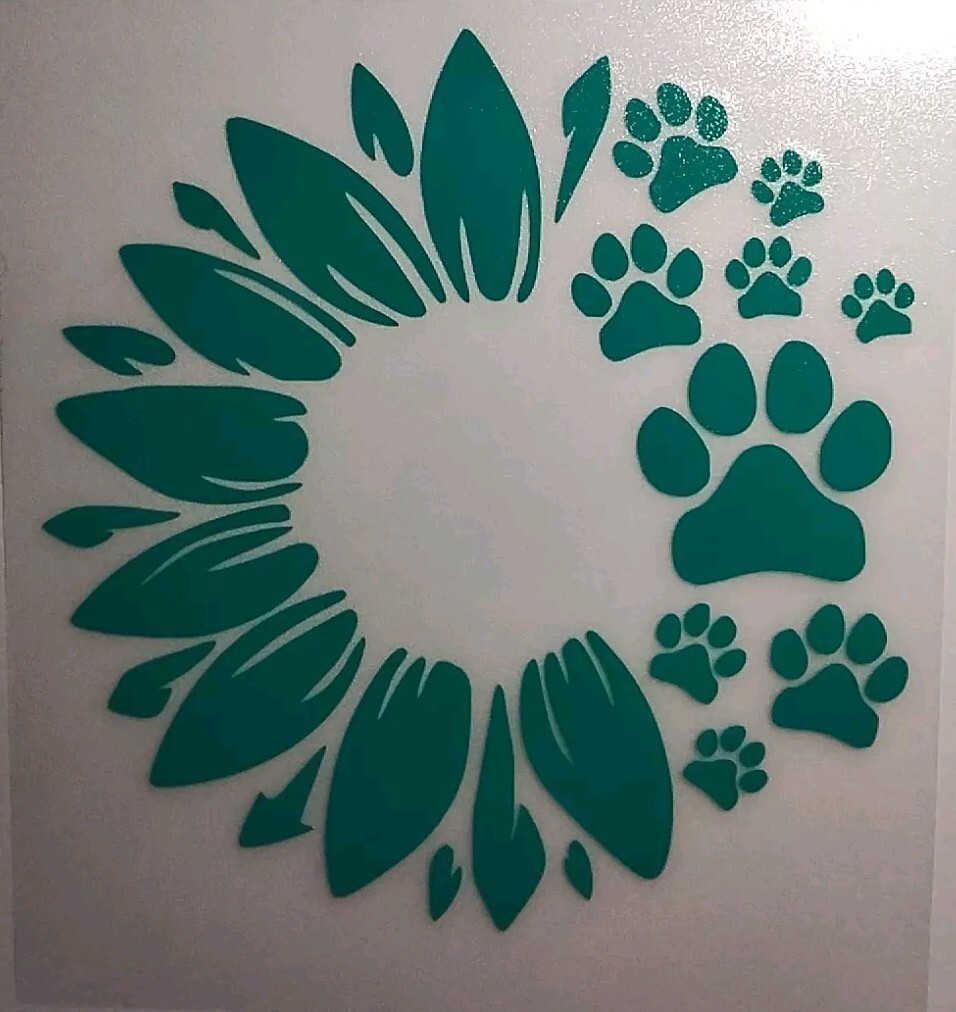 Sunflower Dog/Car Paw Custom Diecut Decal Vinyl Sticker 5×5 Inches!