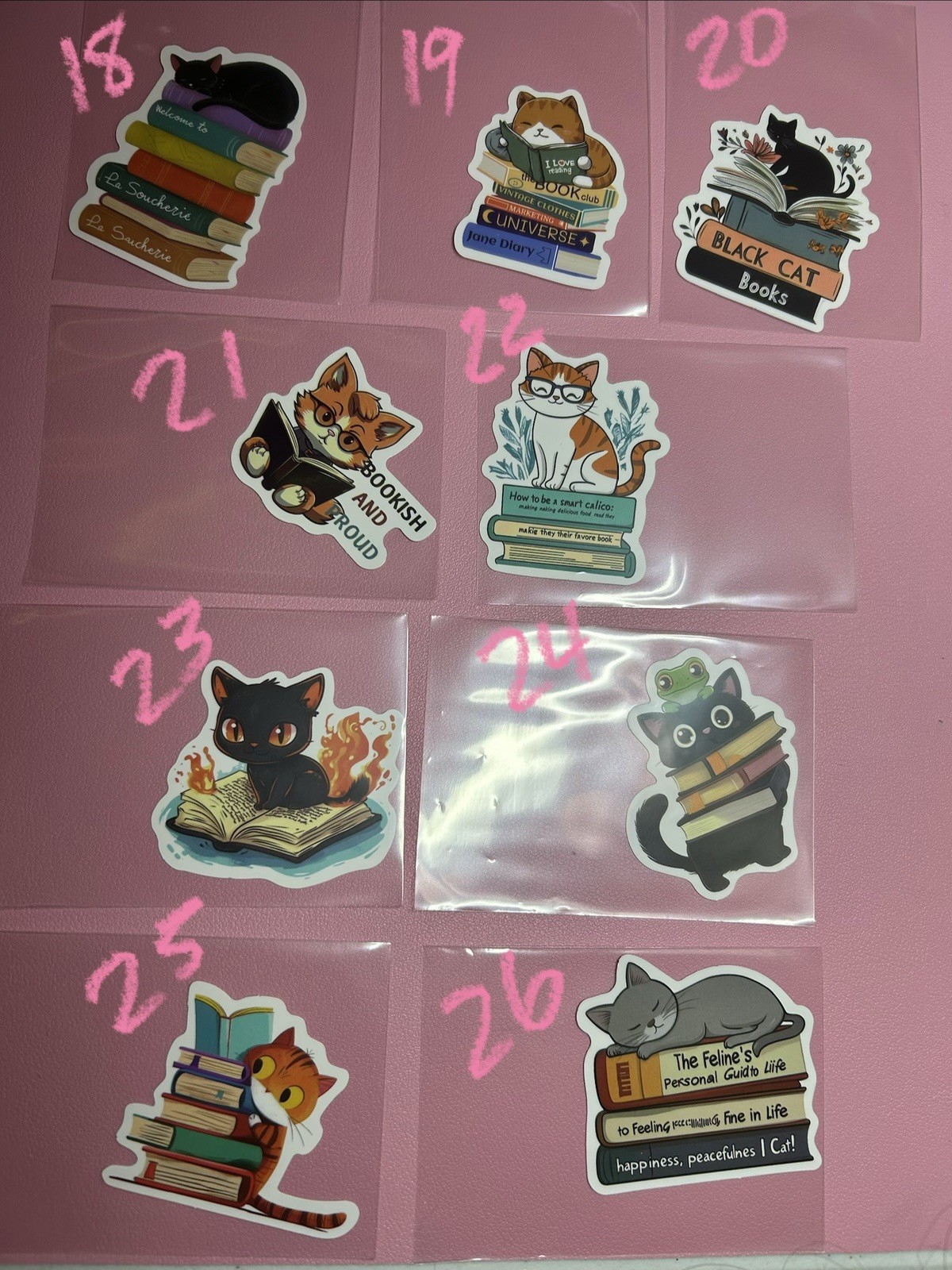 Stickers Of Cats Reading Books
