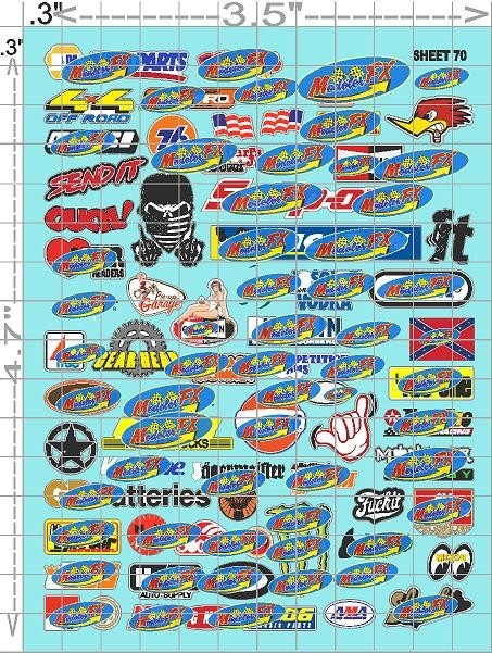 Clear Matte Vinyl Sticker Sheet 70-R/C MODEL Decal fits 1/24-1/16 Scale DIE CUT