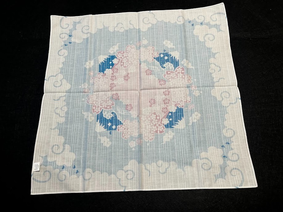Japanese Furoshiki Mt.Fuji Sakura Cotton Cloth 19.7in Blue Wrapping