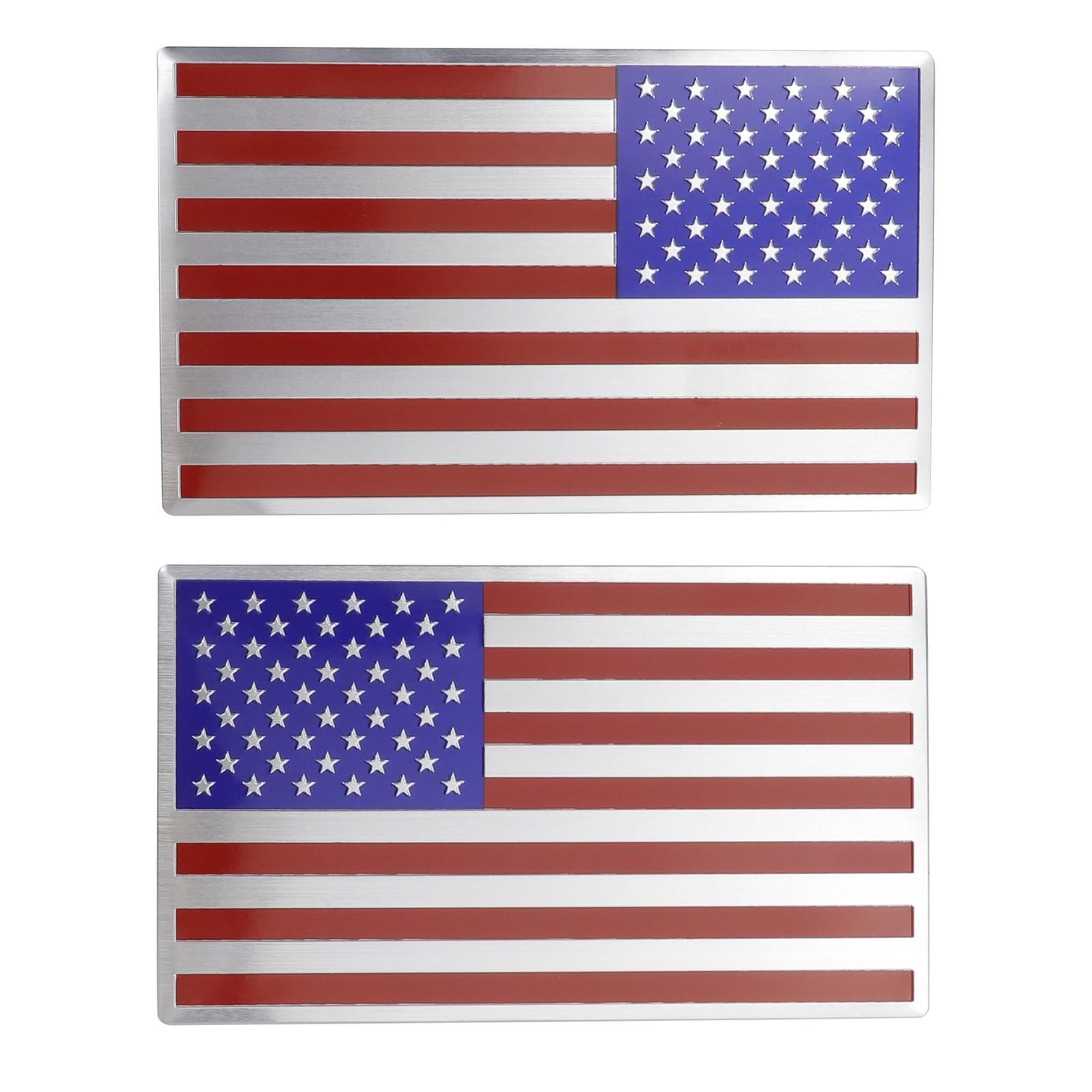 3D Embossed Metal American Flag Decals 2 Pack – 5" x 3" USA Flag Stickers for…