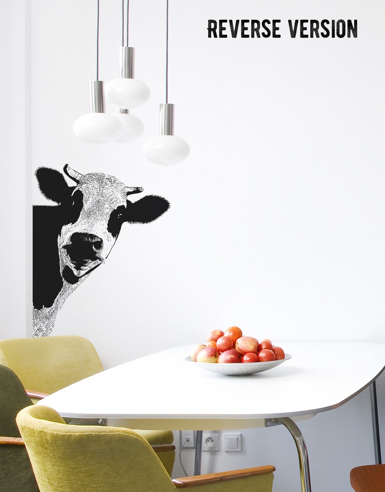Kitchen Cow Wall Decal Sticker. Dining Room Cow Wall Art. Black Cow. #5476