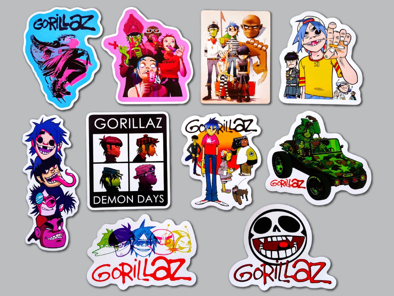 Gorillaz Inspired Vinyl Sticker Lot (10 Stickers) hip-hop indie pop edm rock
