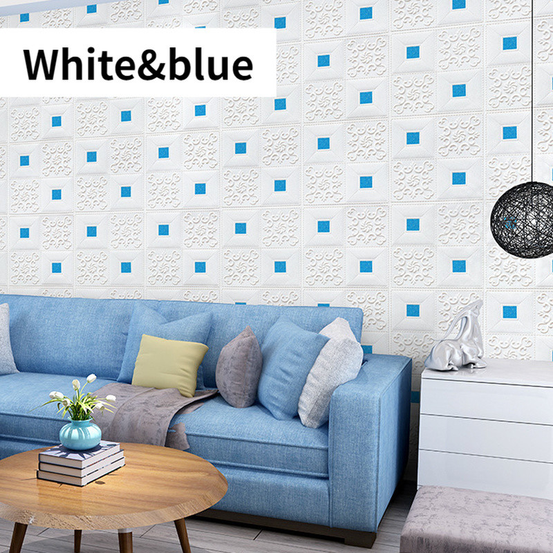 DIY Foam Wallpaper Embossed Wall Sticker Panels Self-adhesive Ceiling Home Decor
