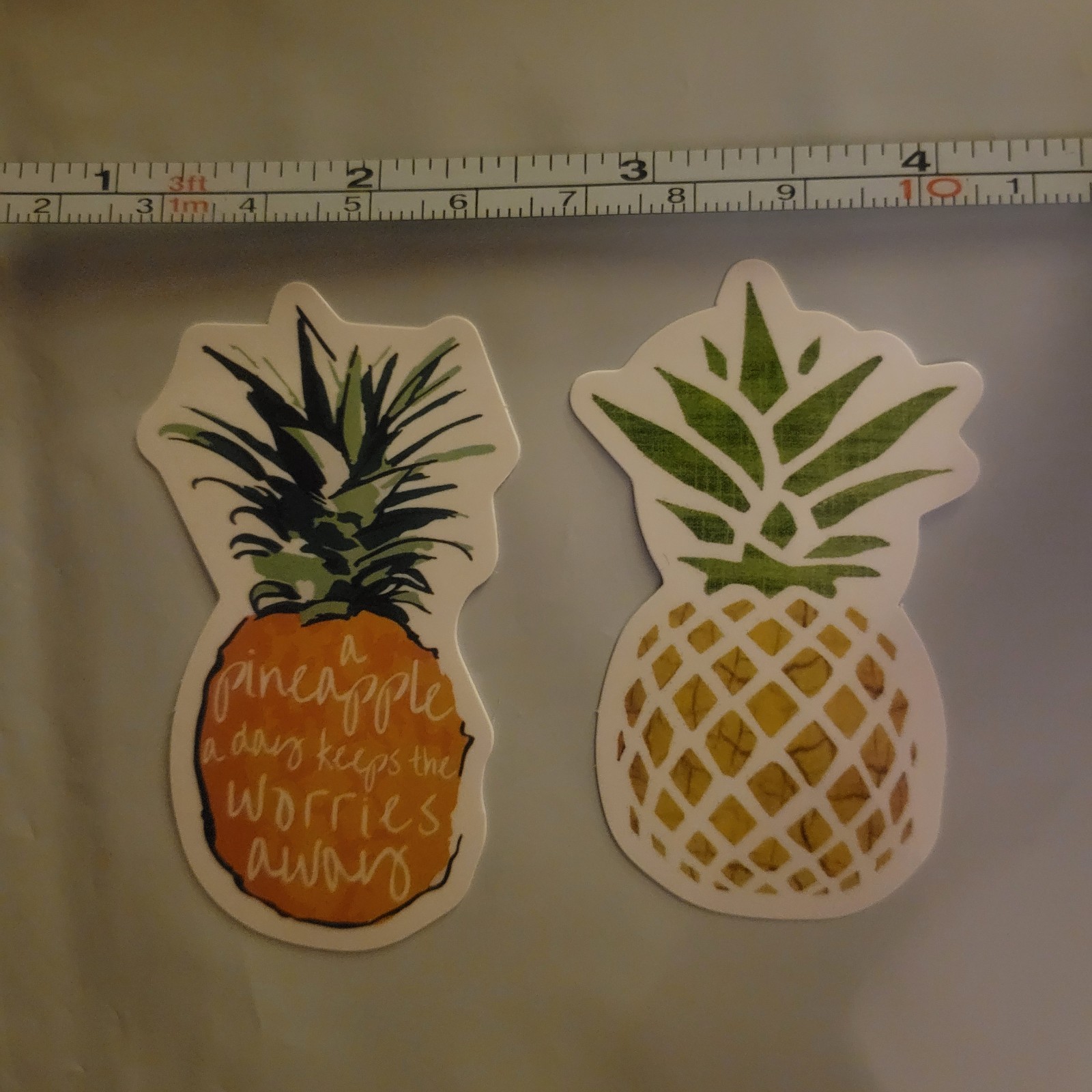2 Pineapple Stickers 2.5 in X 1.5 in Waterbottle Laptop Notebook Locker Mirror