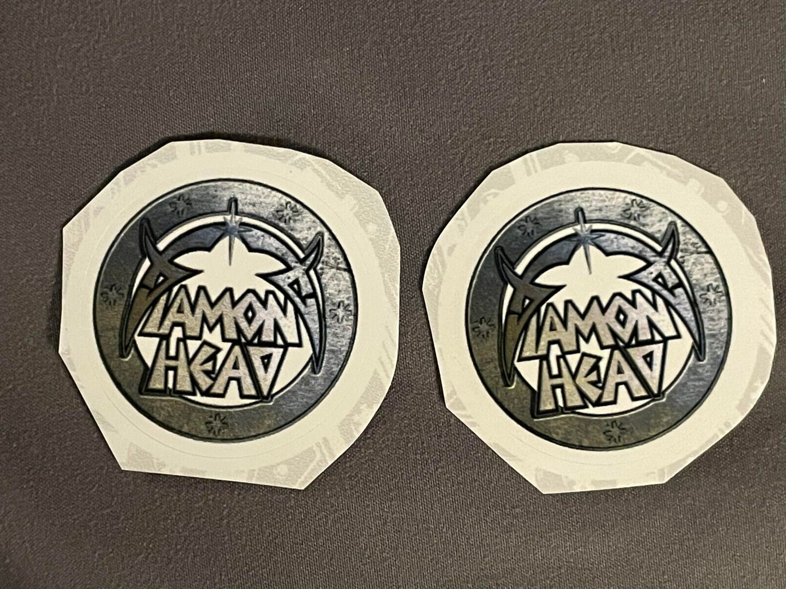 Lot (2) DIAMOND HEAD 1 1/2" x 1 1/2" Band Stickers White Black FAST! FREE SHIP!