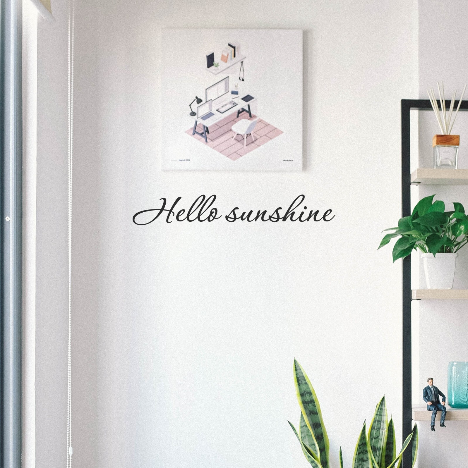 Hello sunshine wall decal love quote sticker for bedroom bathroom 22×4 inches
