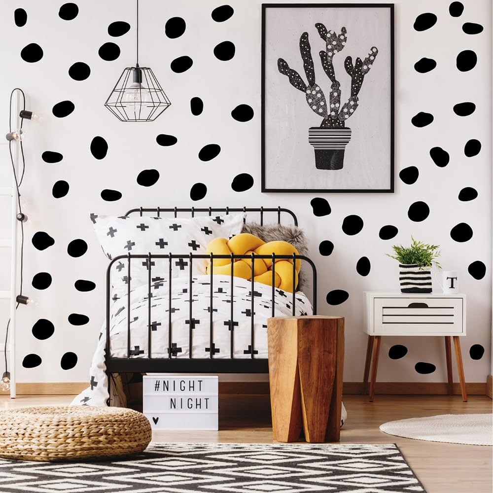 380 Pcs Removable Matte Black Irregular Abstract Shape Wall Decals Set | 10 S…