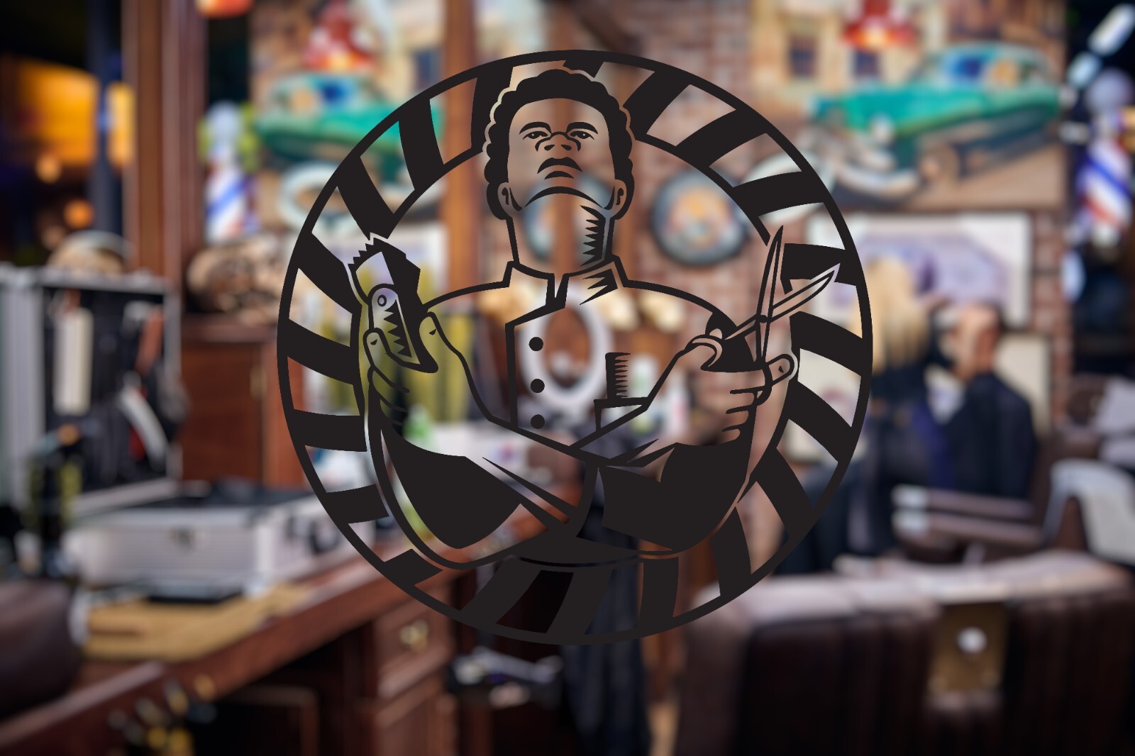 Barber Shop Logo Decal, Hair Salon Window Sign, Business Commercial Decal n016