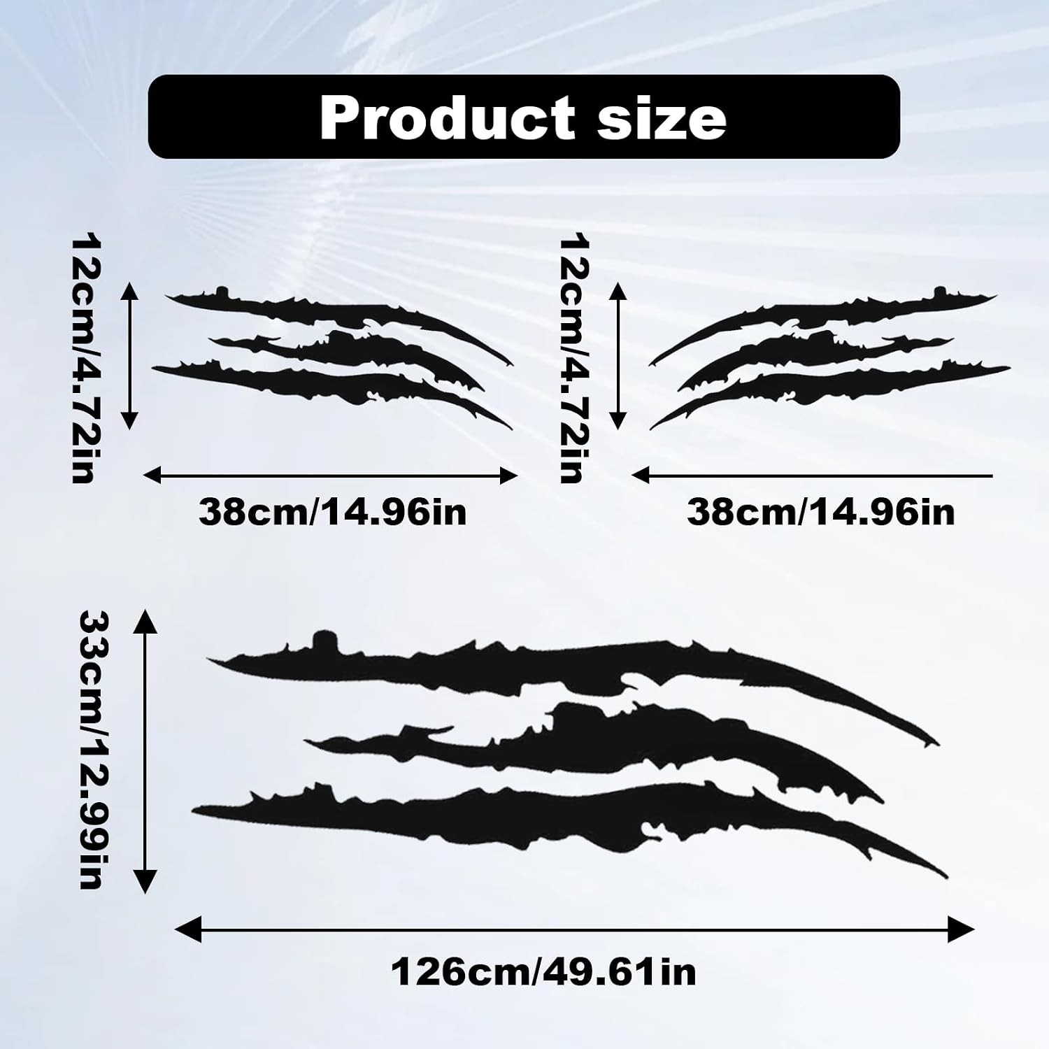 1 Full Set Monster Claw Sticker for Car Hood Decal 1 Set, Car Decals Claw Mark