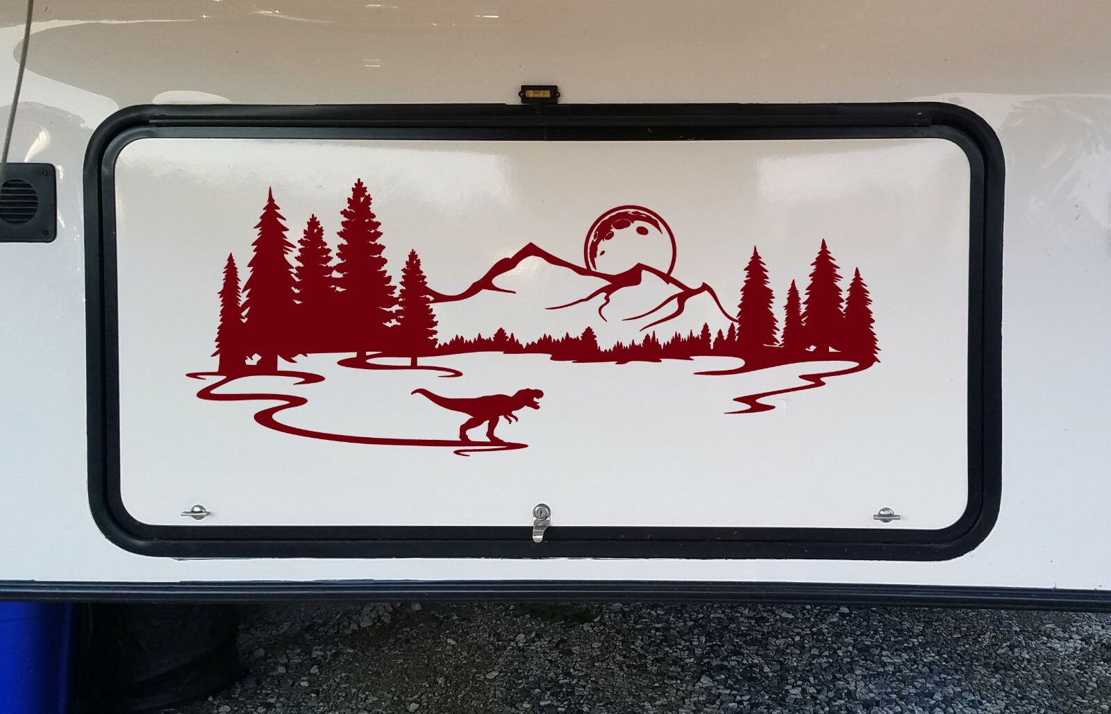 T-Rex Moon Stars Scene Vinyl Decal V2 | Dinosaur Tyrannosaurus Rex RV | Sticker